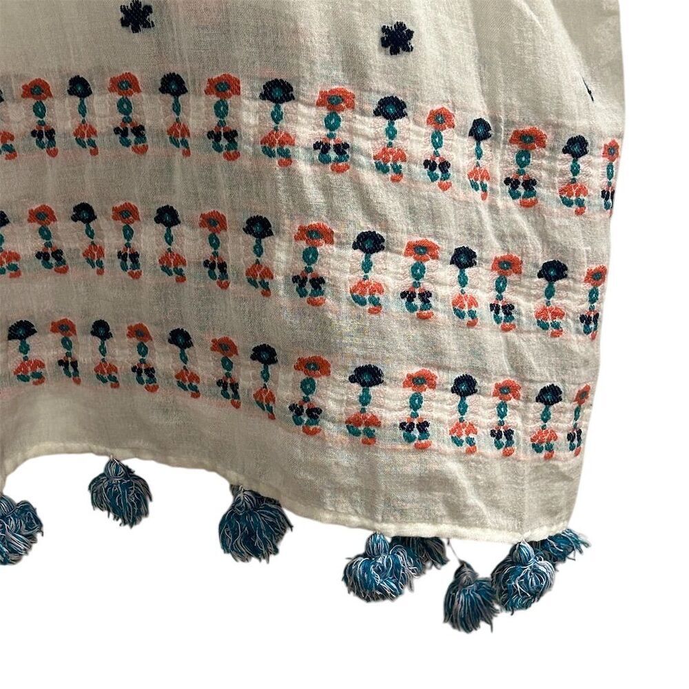J. Crew Women's Embroidered Tassel Beach Poncho Cover Up Multicolor - Picture 12 of 13
